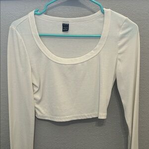 SHEIN Off-White Long Sleeve Crop Top